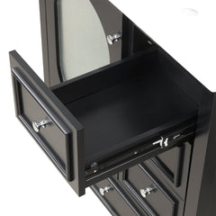 30" Bathroom Vanity with Sink, Bathroom Vanity Cabinet with Three Drawers and Door, Solid Wood and MDF, Black