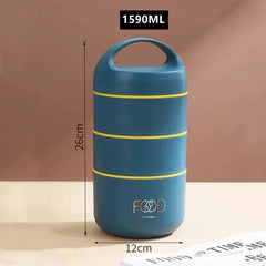 1240ML/1590ML Large Capacity Stainless Steel 304 Lunch Box Leak-Proof Multi layer Thermal Bento Box Adult Student Food Container