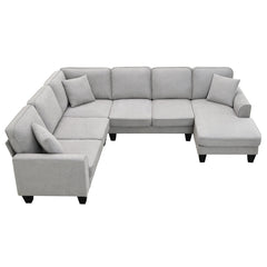 [VIDEO provided] [New] 108*85.5" Modern U Shape Sectional Sofa 7 Seat Fabric Sectional Sofa Set
