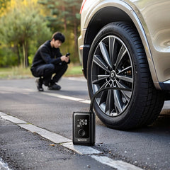 150PSI Rechargeable Electric Tire Pump with Light & LCD: for cars, bikes