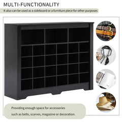 ONTREND Sleek Design 24 shoe cabinet, modern shoe cabinet with curved base, high-quality multifunctional side panel, black