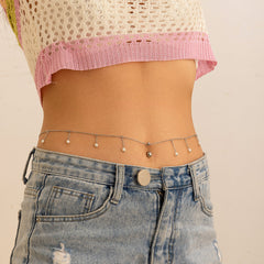 Zircon navel nail body chain sexy imitation pearl tassel chain