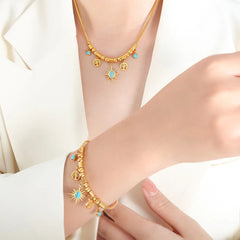 Gold-Plated Titanium Steel Charm Bracelet