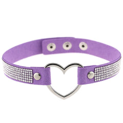 Japan's Harajuku Soft Girl Black Rhinestone Peach Heart Love-Shaped Collar Women's Neck Strap Collarbone Necklace Short