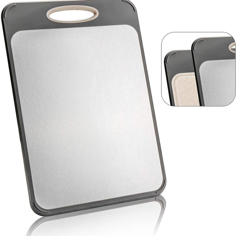Double-Sided Cutting Board 2-in-1 304 Stainless Steel And PP Chopping Board For Fruit Vegetables Meat Kitchen Cutting Board