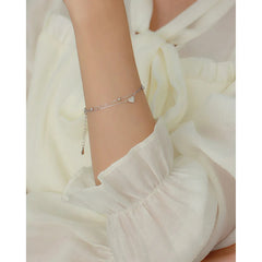 925 Sterling Silver Double Layer Heart-shaped Bracelet  for Women Girl Korean Style Small Fresh Summer Bracelet