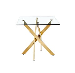BL-16080-CLEAR GLASS-GOLD TABLE CLEAR GLASS TOP
