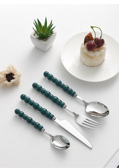 Set of 4 Stainless Steel price Creative Stainless Steel Colorful Pearl Handle Spoon Fork Knife High End Cutlery Set