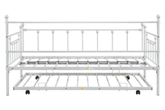 Metal double bed with ear shaft/sturdy/noise reduction/flexible ear shaft/retro style/no need for spring box (LIGHT GREY)
