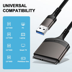 USB 3.0 to SATA Easy Drive Cable Serial Hard Disk 2.5-inch Mobile Hard Disk Adapter Cable USB Aluminum Alloy Shell