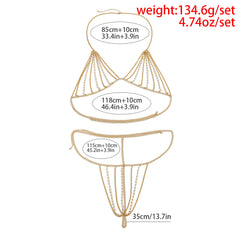 Exaggerated pearl chain bikini bra body chain sexy and fashionable body chain