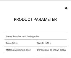 Black Lightweight Portable Folding Ultralight Roll Up Mini Aluminum Picnic Camping Table Foldable For Outdoor Hiking