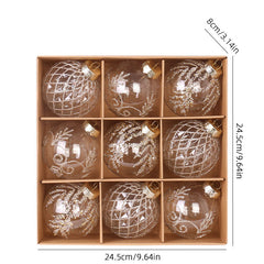 Christmas decorations 8cm/9PCS transparent PET painted Christmas ball gift box set Christmas tree pendant