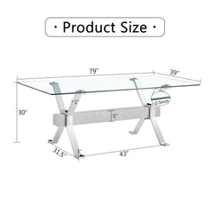 Dining table Modern tempered glass dining table 79 ''x39''x30 '' 1105
