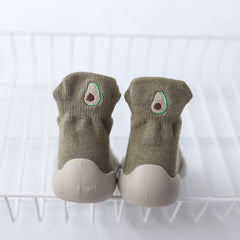 Autumn New Soft Sole Baby Walking Shoes Knitted Embroidered Baby Floor Socks Shoes Avocado Children's Socks