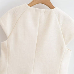 Fashionable Casual Round Neck Versatile Vest with Front Button Closure for Women