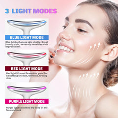 EMS Neck Face Lifting Beauty Device Vibration Massager LED Photon Therapy Skin Tighten Wrinkle Removal Skin Care Tools