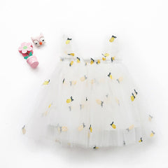 New embroidered mesh suspender dress for girls strapless fluffy princess dress