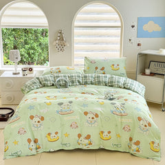 Cartoon Four-Piece Set Fresh Autumn and Winter Single Student Dormitory Bedding Sheet Three-Piece Set Single Quilt Cover