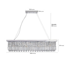 Modern Crystal Chandelier for Dining Room 8-Light White Rectangle Raindrop L39.4'' x W9.8'' x H8.7'(Bulb Not Included)
