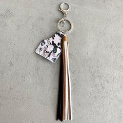 Handmade Popular Jewelry Western Farm Style Leather Keychain Cow Horse Deer Cow Brand Leather Tassels