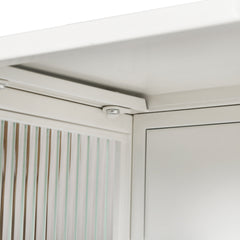 27.56"Glass Doors Modern Two-door Wall Cabinet with Featuring Three-tier White