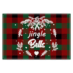 Christmas Tree Elk Printed Meal Mat Christmas Striped Checkered Table Mat White Hemp Western Food Mat