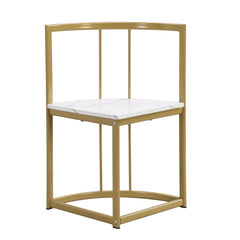 TOPMAX Modern 7-Piece Dining Table Set with Faux Marble Compact 55Inch Kitchen Table Set for 6  Golden+White