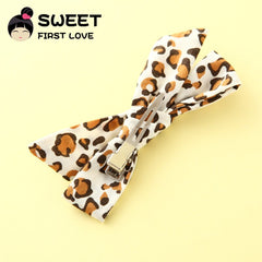 5pcs/lot Girls Leopard Fabric Bow Hairpins Soft Bowknot Hair Clips Children Customized Gift Simple Hair Accessories Headwear