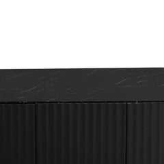 LED Carved Line 3 Door Storage Cabinet,Sideboard Buffet Cabinet With Adjustable Shelf,Large Storage Accent Cabinet