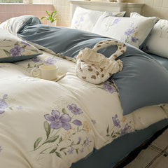 Double Gauze Four-Piece Set Jacquard Small Bamboo Cotton Three-Piece Set Student Dormitory INS Fresh Floral Bedding