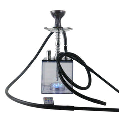 Acrylic hookah set with LED light square double tube hookah finished accessories