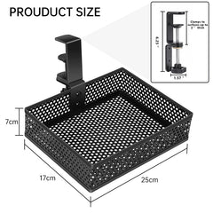 Mesh Desk Organizer with Clamp-on Swivel Pencil Drawer, having a hidden, sturdy C-Clamp mount system and easy installation.