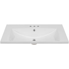 30" Single Bathroom Vanity Top with White Basin  3-Faucet Holes  Ceramic White