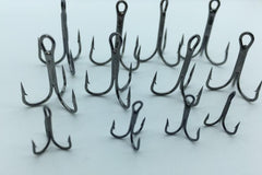 Rompin 20pc/lot 2/4/6/8/10# Fishing Hook High Carbon Steel Treble  Black