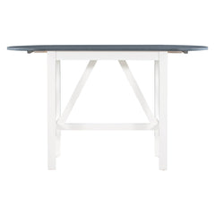 TOPMAX 3-Piece Wood Counter Height Drop Leaf Dining Table Set with 2 Upholstered Dining Chairs for Small Place White+Gray