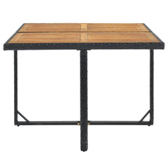 TOPMAX Patio All-Weather PE Wicker Dining Table Set with Wood Tabletop for 8, Black Rattan+Beige Cushion (9-Piece)