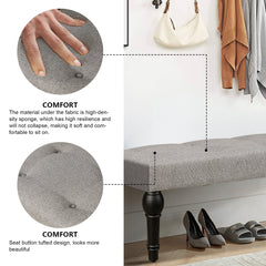 Ottoman Bench 4-thickened Roman Column Feet French Upholstered Bedside Bench For Bedroom Living Room Entryway