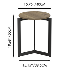 19.68''H Round Side Table, Round Accent End Table with Sturdy Metal Frame, Round Nightstand, for Living Room, Brown