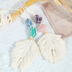Natural Crystal Raw Stone Handmade Weave Dreams Catcher Car Hanging Pendant Healing Amethyst Window Ornament Home Decoration
