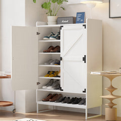 Shoe Cabinet with Doors, 6-Tier Shoe Storage Cabinet with Adjustable Shelves, Wooden Shoes Rack Shoe Storage Organizer