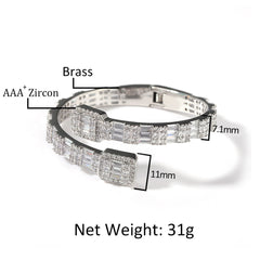Fashionable Opening Bracelet Ins Style Diamond Set Interwoven Two Color Bracelet Personalized Hip Hop Men's Handpiece
