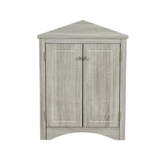 Oak Triangle Bathroom Storage Cabinet with Adjustable Shelves, Freestanding Floor Cabinet for Home Kitchen