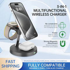 Zinc alloy magnetic bracket magnetic three in one wireless charger suitable for Apple magnetic fast charging