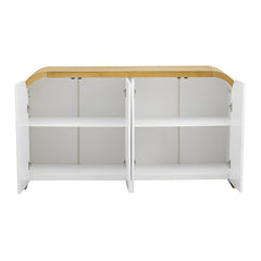 U-STYLE four door curved corner design wavy door panel cabinet with adjustable shelves