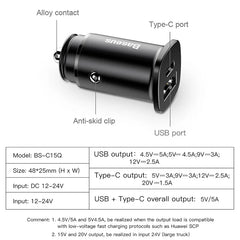 Baseus 30W Dual USB C PD Quick Charge QC 4.0 Car Charger For Mobile Phone Charger Fast USB PD Type C AFC SCP Car Phone Charger