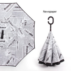 C Handle Windproof Reverse Folding Umbrella Man Women Sun Rain Car Inverted Umbrellas