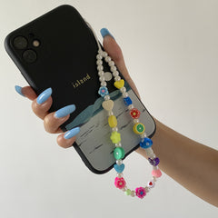 Minimally colored daisy fruit phone chain accessories creative mushroom bead bag pendant keychain