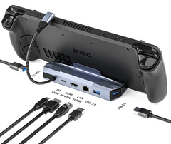 Steam Deck Dock 6 in 1 Steam Deck Rog Ally Docking Station Stand Accessories 3*USB 3.0 HDMI 4K@60Hz Gigabit Ethernet PD 100W Hub