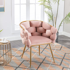 Luxury modern simple leisure velvet single sofa chair bedroom stool manicure table back chair pink set of 2